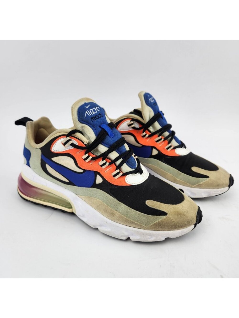 Nike Air Max 270 React sneakers in the Fossil, CI3899-200, and Pistachio Sz 6 TT